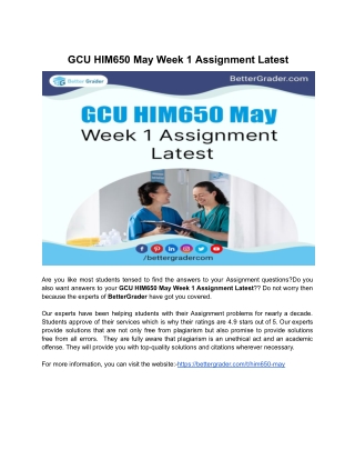 GCU HIM650 May Week 1 Assignment Latest