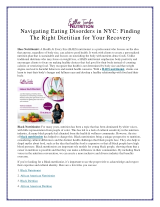 Navigating Eating Disorders in NYC Finding The Right Dietitian for Your Recovery