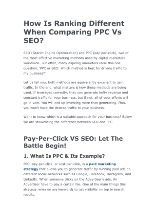 How Is Ranking Different When Comparing PPC Vs SEO