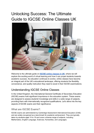 Unlocking Success_ The Ultimate Guide to IGCSE Online Classes in UK