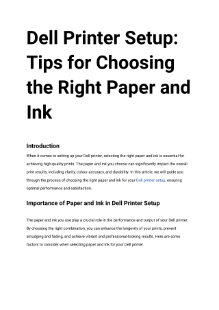 Dell Printer Setup_ Tips for Choosing the Right Paper and Ink (1)