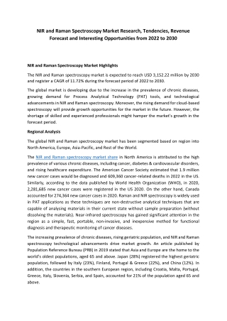 NIR and Raman Spectroscopy Market Share, Trend Analysis, Growth Status, Revenue