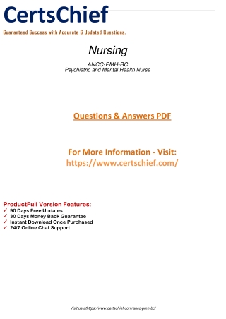 Get Certified and Advance Your Career ANCC-PMH-BC Psychiatric and Mental Health Nurse 2023 Exam.