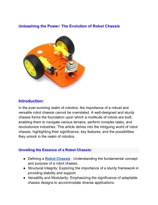 Unleashing the Power: The Evolution of Robot Chassis