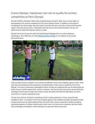 France Olympic Palestinian men aim to qualify for archery competition at Paris Olympic