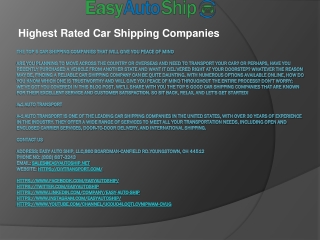 Highest Rated Car Shipping Companies