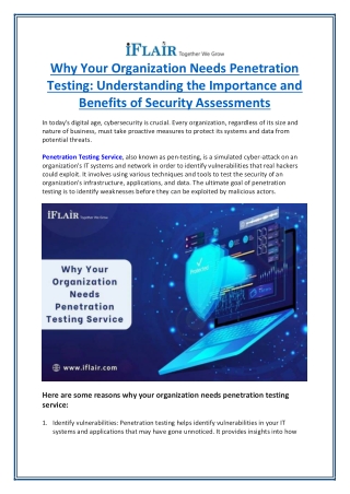 Why Your Organization Needs Penetration Testing- Understanding the Importance and Benefits of Security Assessments