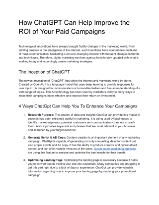 How ChatGPT Can Help Improve the ROI of Your Paid Campaigns