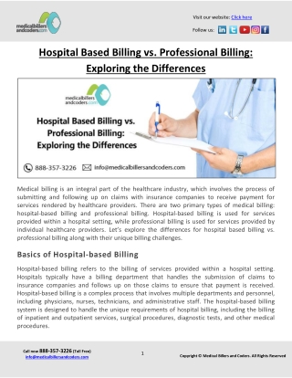 Hospital Based Billing vs. Professional Billing: Exploring the Differences