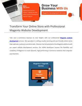 Transform Your Online Store with Professional Magento Website Development