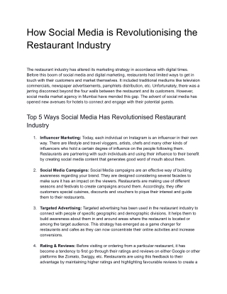 How Social Media is Revolutionising the Restaurant Industry