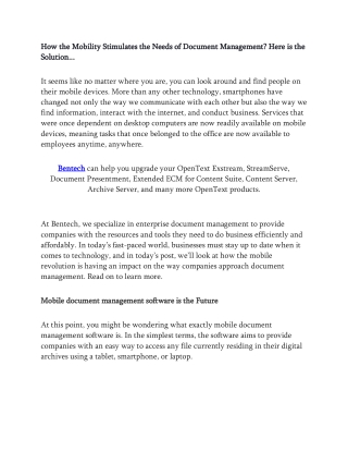 How the Mobility Stimulates the Needs of Document Management  Here is the Solution