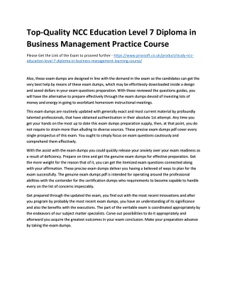 Top-Quality NCC Education Level 7 Diploma in Business Management Practice Course