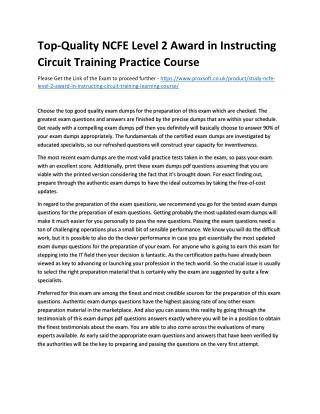 Top-Quality NCFE Level 2 Award in Instructing Circuit Training Practice Course