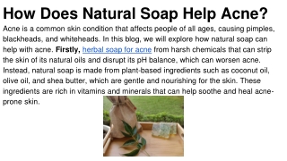 How Does Natural Soap Help Acne_