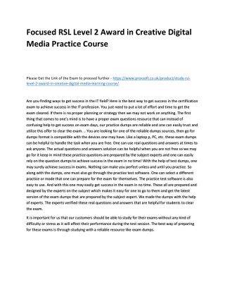 Focused RSL Level 2 Award in Creative Digital Media Practice Course