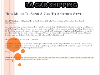 How Much To Send A Car To Another State
