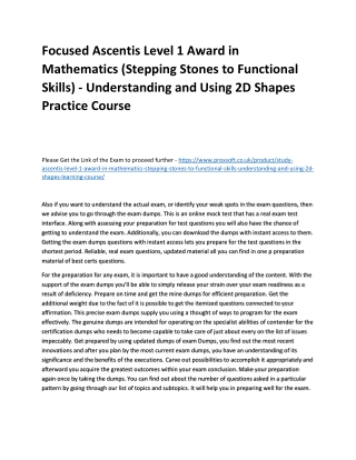 Focused Ascentis Level 1 Award in Mathematics (Stepping Stones to Functional Ski