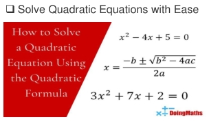 Solve Quadratic Equations with EaSolve Quadratic Equations with Easese..