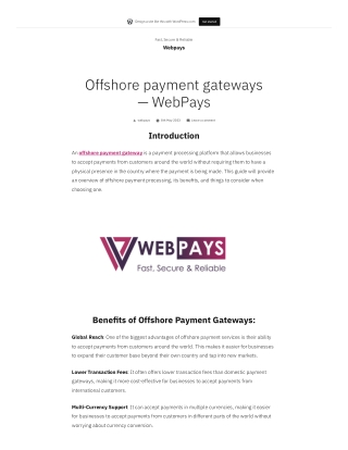 Offshore payment gateways — WebPays