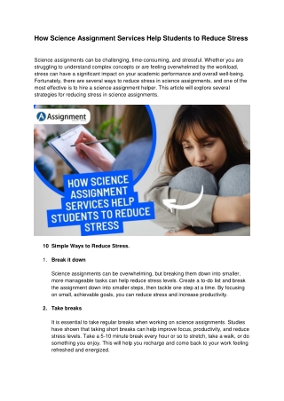 How Science Assignment Services Help Students to Reduce Stress