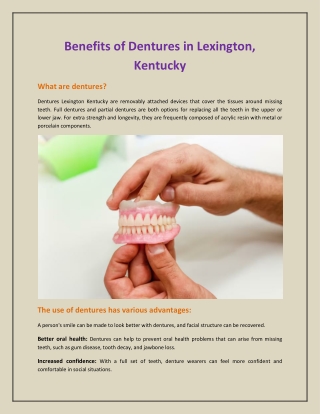 Benefits of Dentures in Lexington, Kentucky