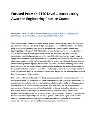 Focused Pearson BTEC Level 1 Introductory Award in Engineering Practice Course