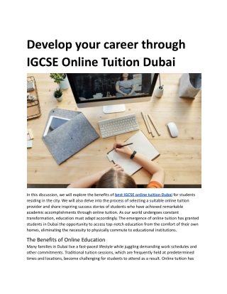 Develop your career through IGCSE Online Tuition Dubai