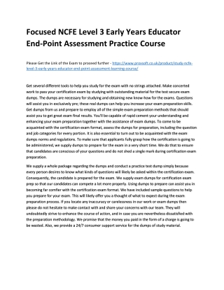 Focused NCFE Level 3 Early Years Educator End-Point Assessment Practice Course