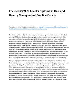 Focused OCN NI Level 5 Diploma in Hair and Beauty Management Practice Course