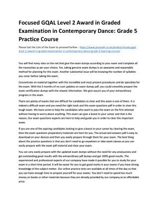 Focused GQAL Level 2 Award in Graded Examination in Contemporary Dance: Grade 5