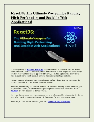 ReactJS-The Ultimate Weapon for Building High-Performing and Scalable Web Applications