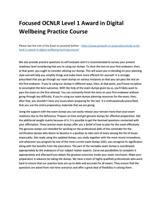 Focused OCNLR Level 1 Award in Digital Wellbeing Practice Course