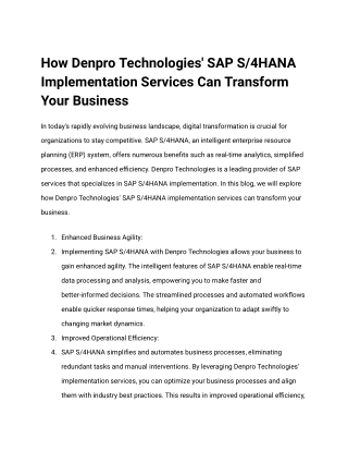 How Denpro Technologies' SAP S_4HANA Implementation Services Can Transform Your Business (1)