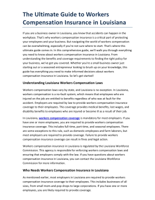 The Ultimate Guide to Workers Compensation Insurance in Louisiana