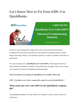 Let’s Know How to Fix Error 6209, 0 in QuickBooks