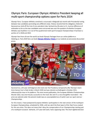 Olympic Paris European Olympic Athletics President keeping all multi-sport championship options open for Paris 2024