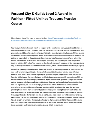 Focused City & Guilds Level 2 Award In Fashion - Fitted Unlined Trousers Practic