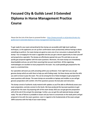 Focused City & Guilds Level 3 Extended Diploma in Horse Management Practice Cour