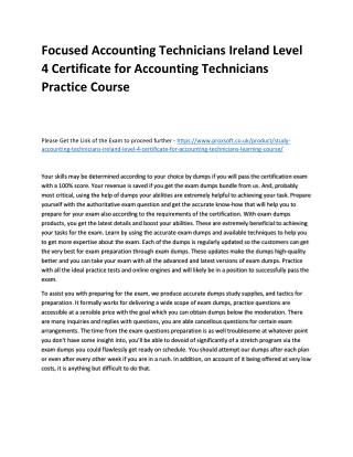 Focused Accounting Technicians Ireland Level 4 Certificate for Accounting Techni