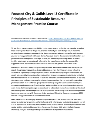 Focused City & Guilds Level 3 Certificate in Principles of Sustainable Resource