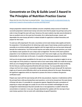 Concentrate on City & Guilds Level 2 Award In The Principles of Nutrition Practi