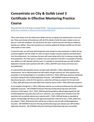 Concentrate on City & Guilds Level 3 Certificate in Effective Mentoring Practice