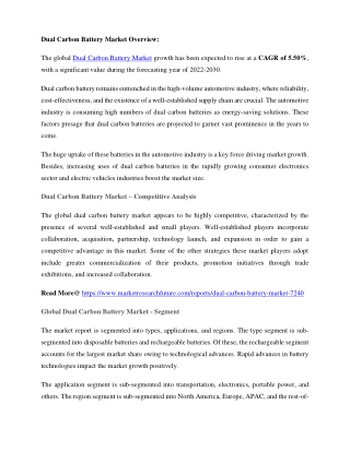 Dual Carbon Battery Market Overvie1