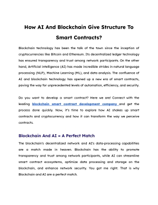 How AI And Blockchain Give Structure To Smart Contracts