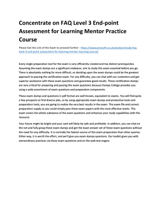 Concentrate on FAQ Level 3 End-point Assessment for Learning Mentor Practice Cou