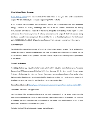 Micro Battery Market Overview