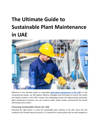 The Ultimate Guide to Sustainable Plant Maintenance in  UAE