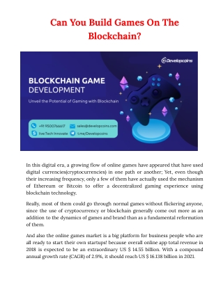 Can You Build Games On The Blockchain?