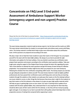 Concentrate on FAQ Level 3 End-point Assessment of Ambulance Support Worker (eme